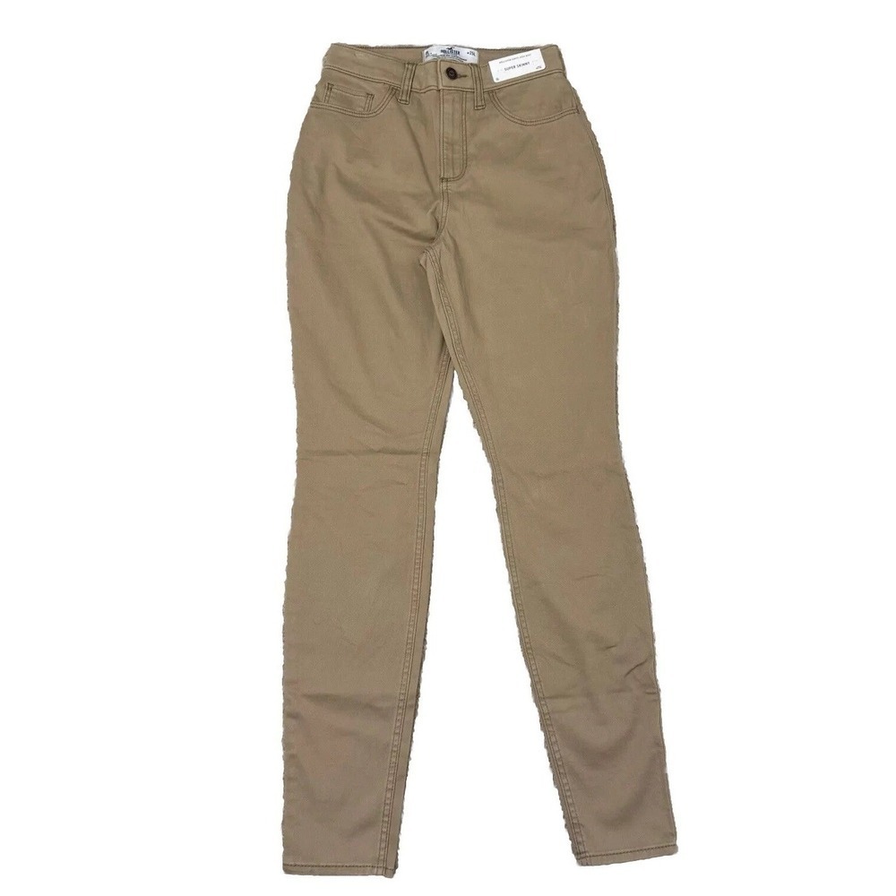 NWT Hollister Jeans Womens‎ 0L/W25L Tan High Rise Super Skinny Leg Ankle Stretch
